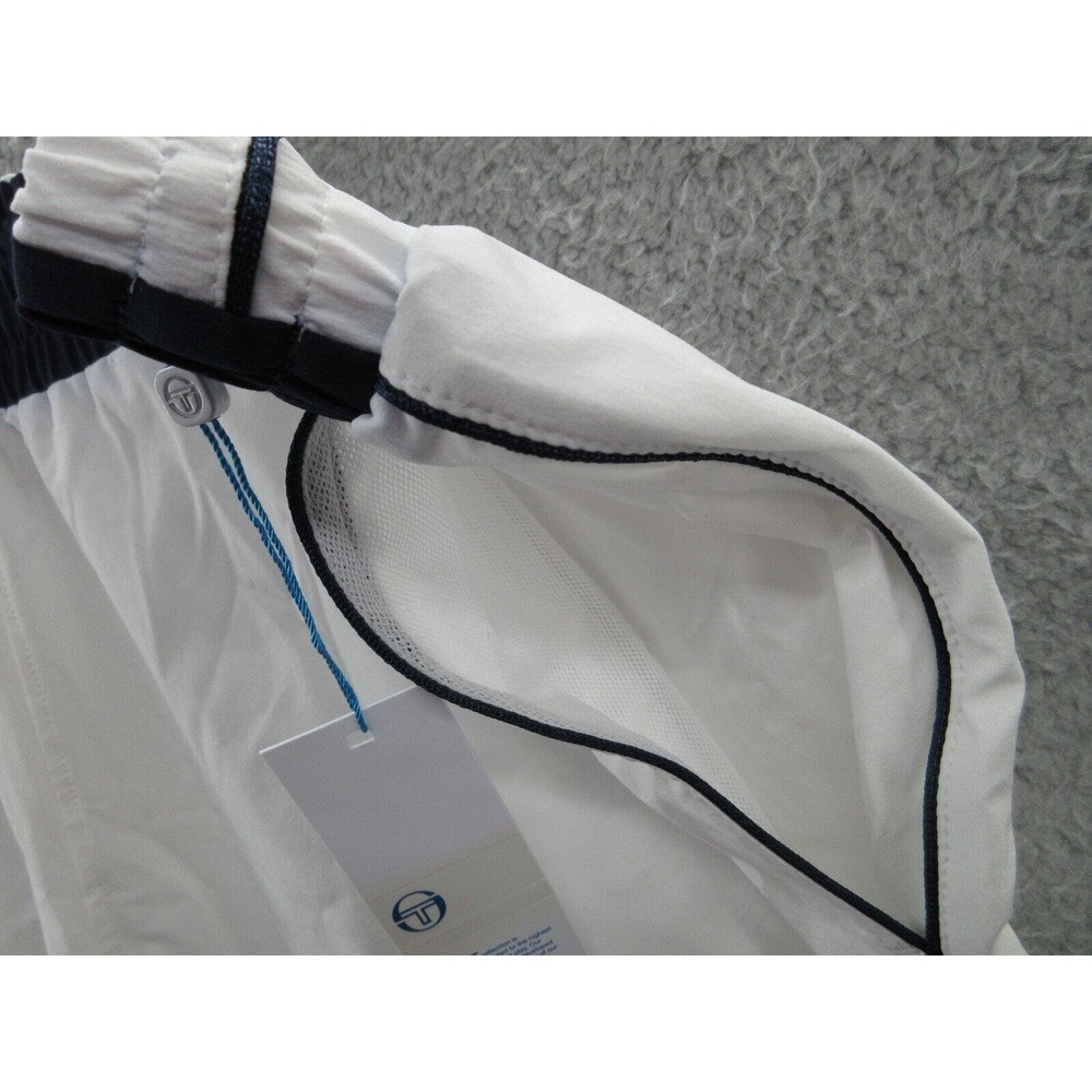 NWOT Sergio Tacchini TCP Shorts Mens Size XXL Mesh Lined WHITE NAVY BLUE Shorts - Picture 5 of 13